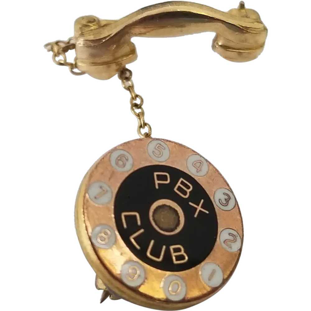 Cute Vintage PBX Club Rotory Phone Brooch Pin LGB… - image 1