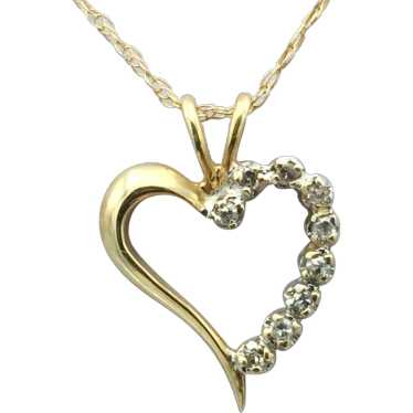 14KY 0.10ctw Diamond Heart Pendant with 18'' Neck… - image 1