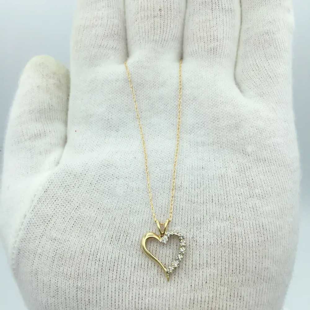 14KY 0.10ctw Diamond Heart Pendant with 18'' Neck… - image 2