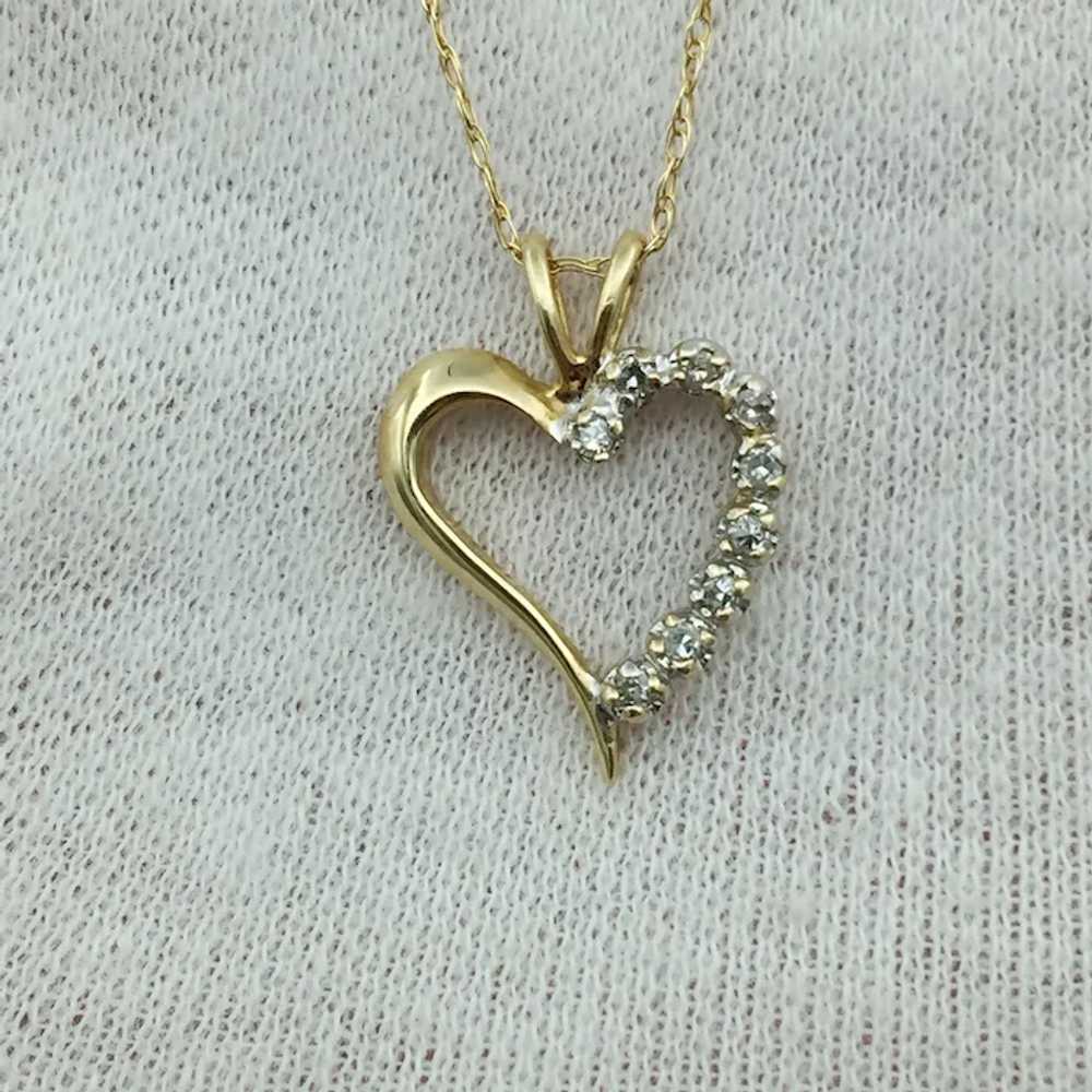 14KY 0.10ctw Diamond Heart Pendant with 18'' Neck… - image 3