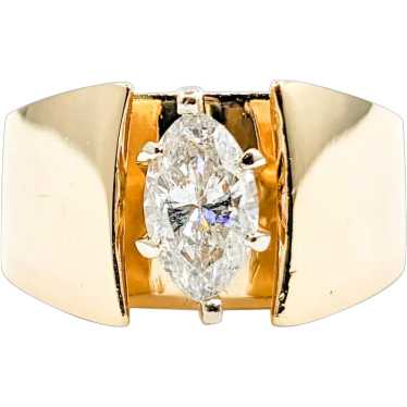 Vintage Marquise Diamond Solitaire Ring in Gold - image 1