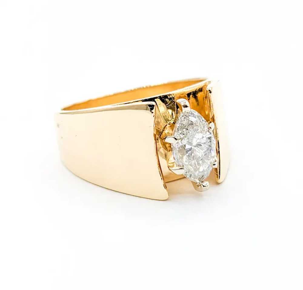 Vintage Marquise Diamond Solitaire Ring in Gold - image 3
