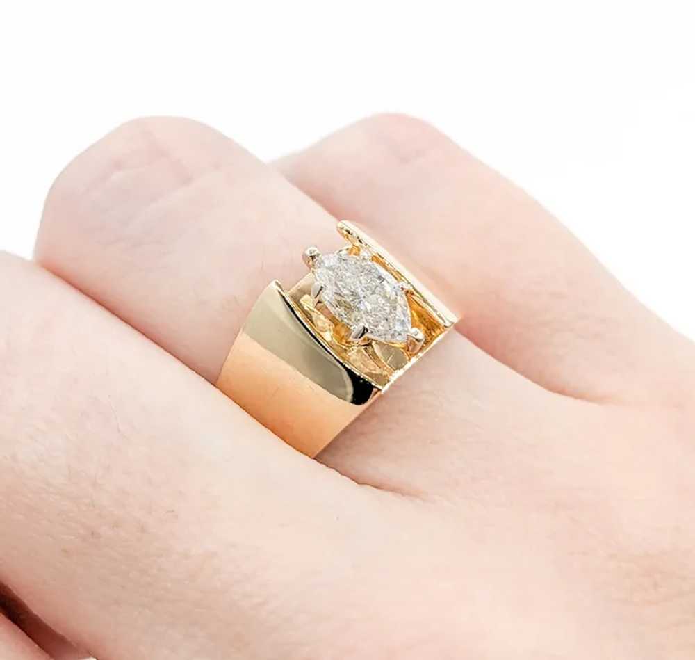 Vintage Marquise Diamond Solitaire Ring in Gold - image 8