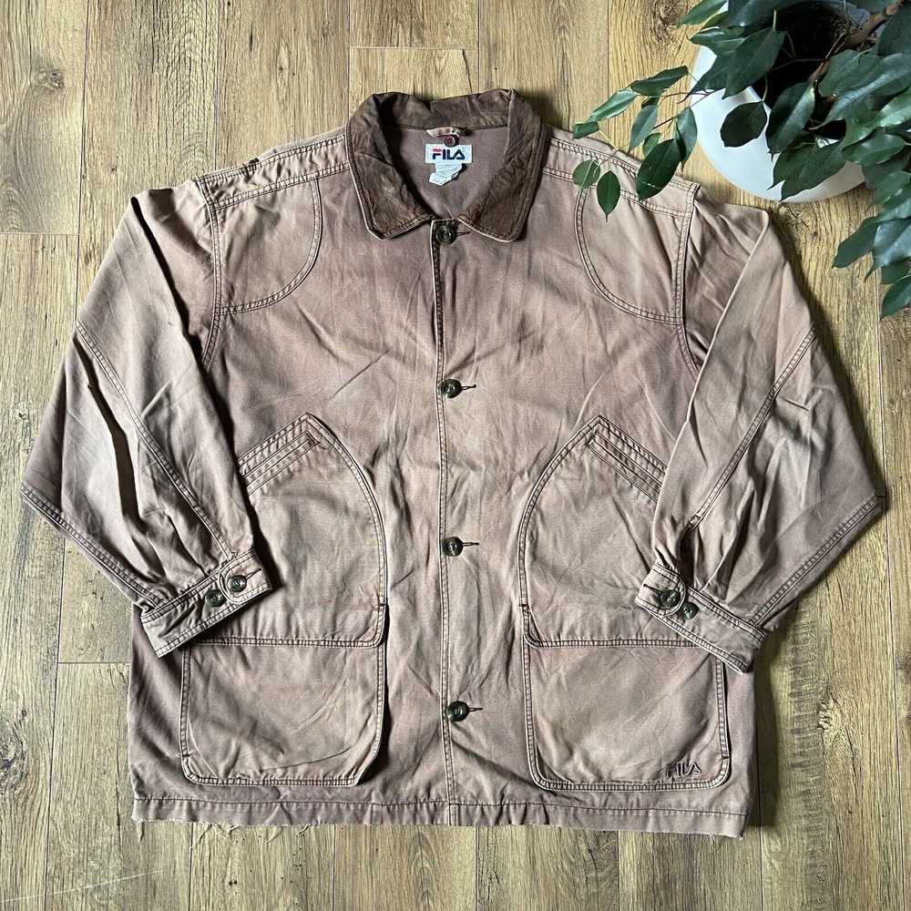 Vintage Fila Field Jacket 90s Size XL Brown Chore… - image 1