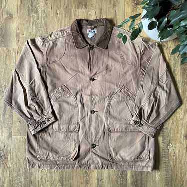 Vintage Fila Field Jacket 90s Size XL Brown Chore… - image 1