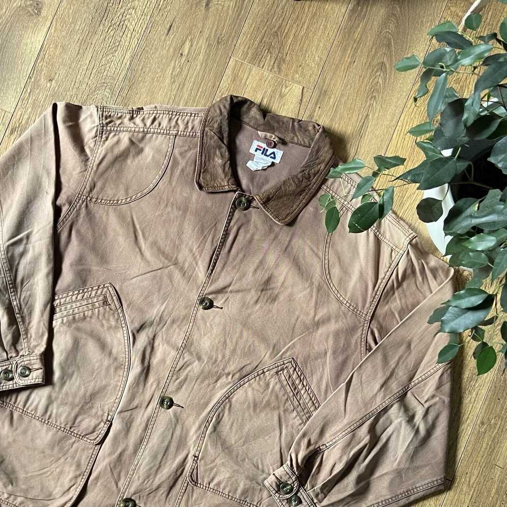 Vintage Fila Field Jacket 90s Size XL Brown Chore… - image 2