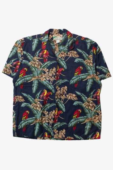 Vintage Navy Parrots Hawaiian Shirt (1990s)