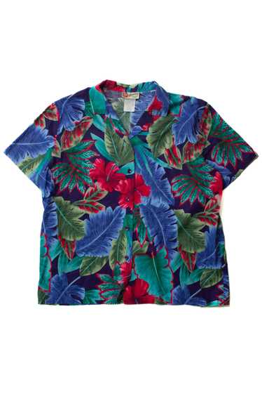 Vintage Hilo Hattie Leaves Hawaiian Shirt (1990s)