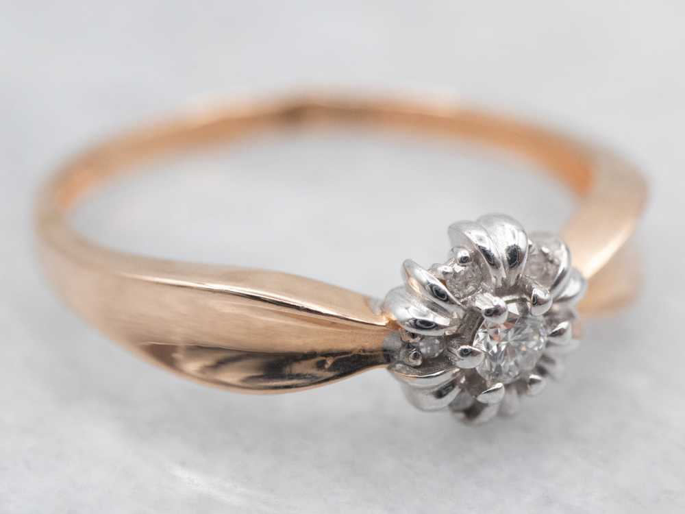 Two-Tone Diamond Halo Engagement Ring - image 1