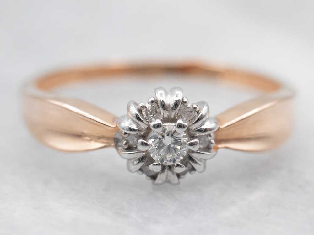 Two-Tone Diamond Halo Engagement Ring - image 2