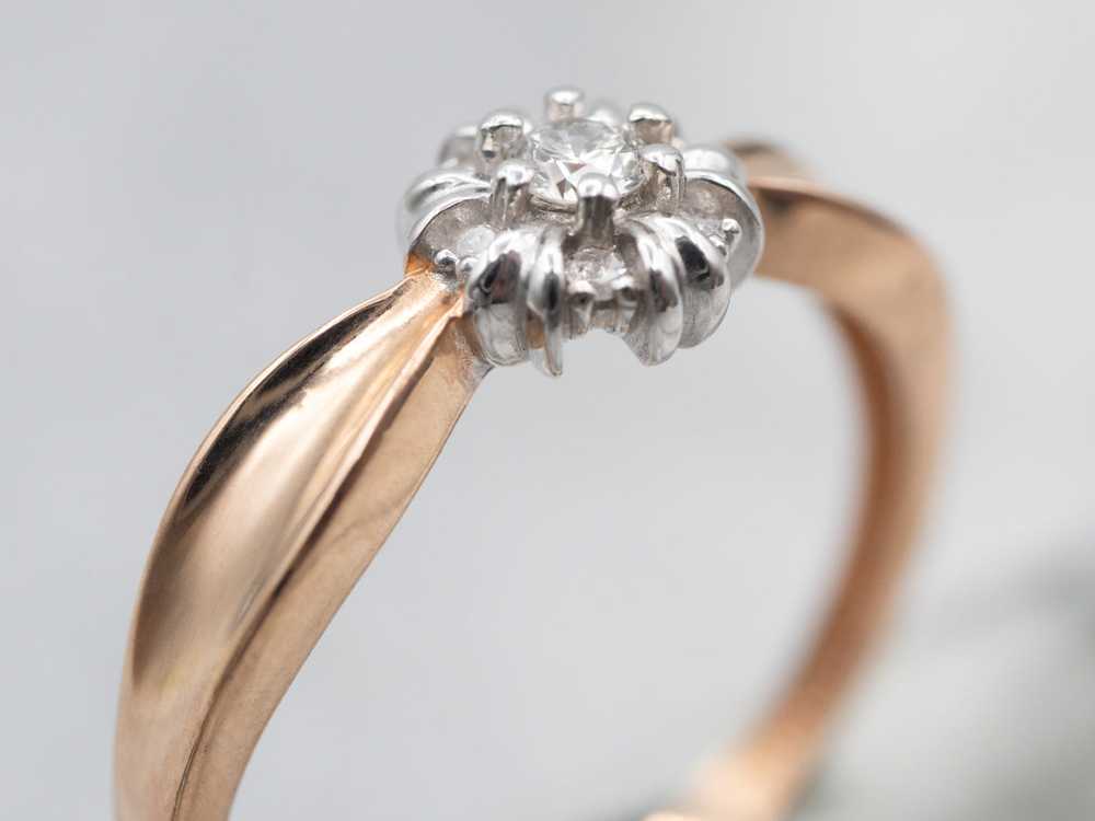 Two-Tone Diamond Halo Engagement Ring - image 3