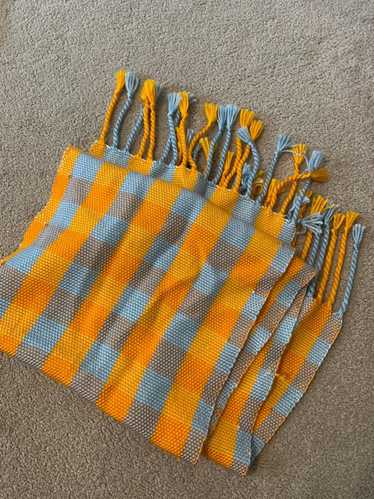 Handmade checked fringe scarf