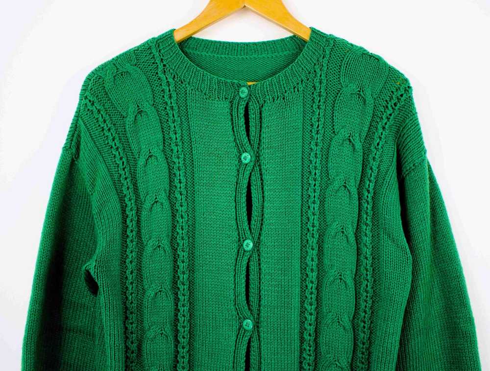 Green cardigan - Green cardigan Handmade In cotto… - image 2