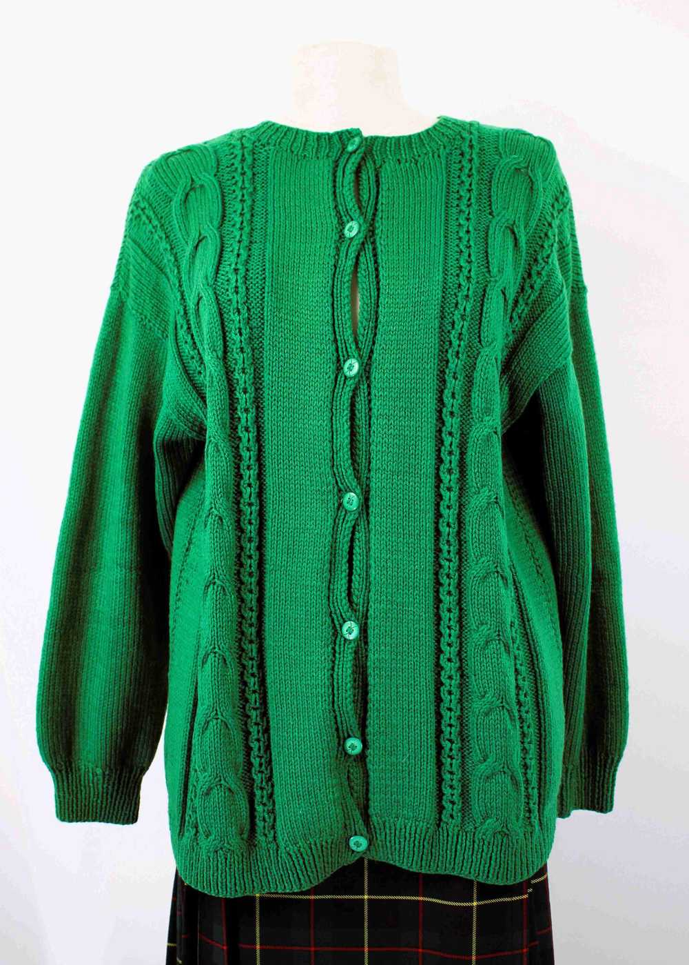 Green cardigan - Green cardigan Handmade In cotto… - image 5