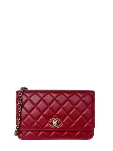 Chanel 2023 NEW Red Lambskin Quilted Trendy CC Wal
