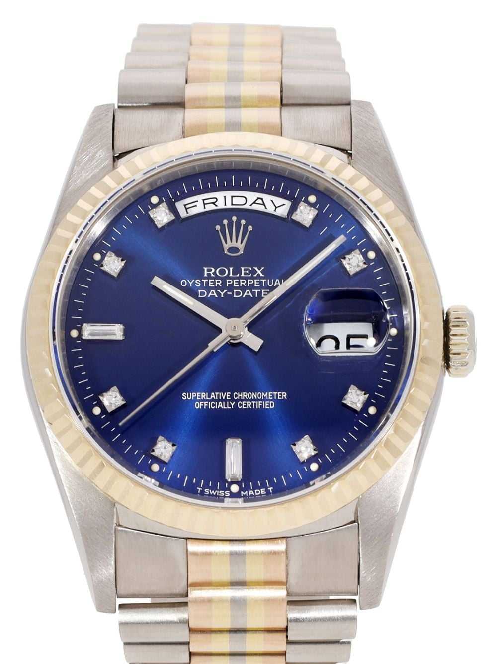 Rolex 1990 pre-owned Day-Date Tridor 36mm - Blue - image 2