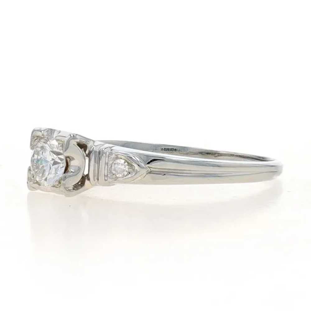 White Gold Diamond Art Deco Engagement Ring - 18k… - image 3