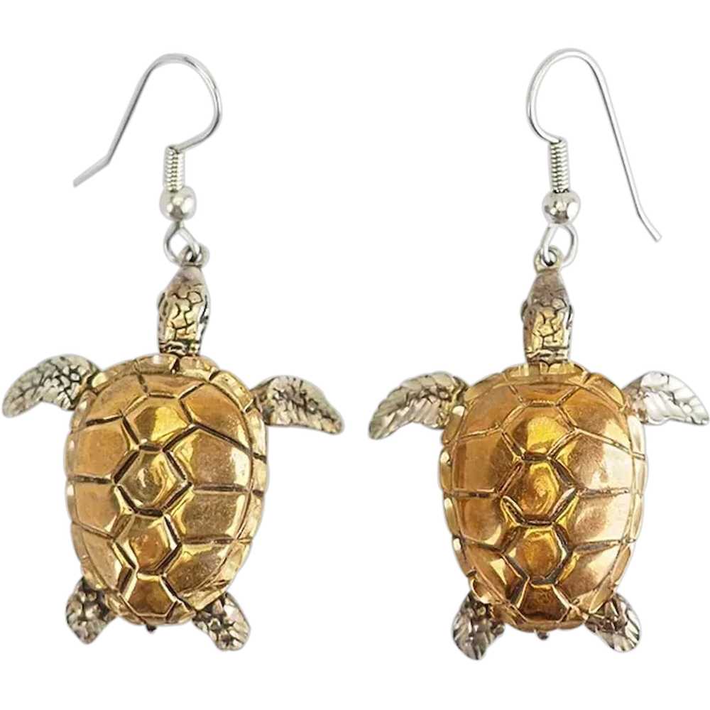 Fun detailed turtles tortoise sterling silver bra… - image 1