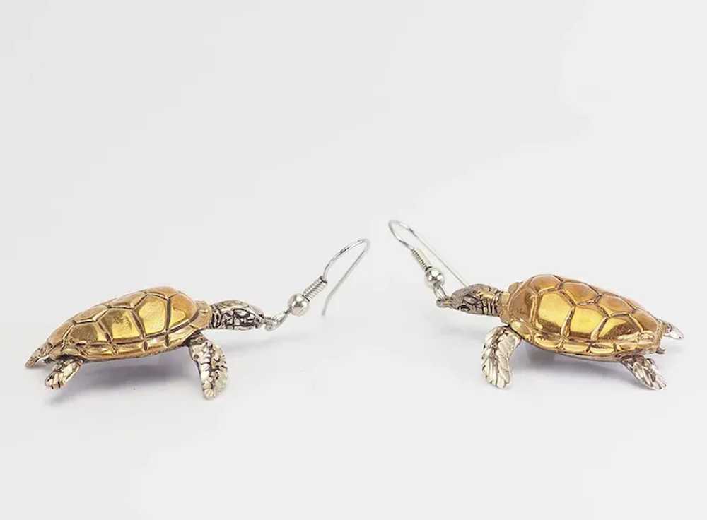 Fun detailed turtles tortoise sterling silver bra… - image 2