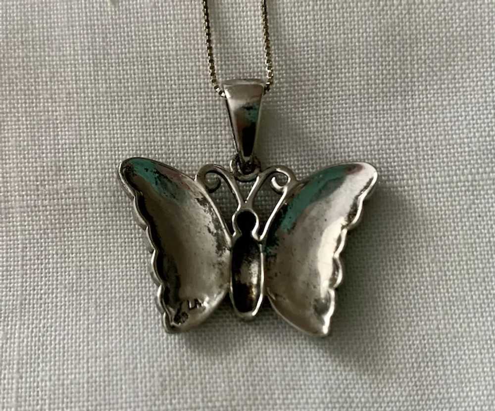 Sterling Silver Marcasite Butterfly Pendant Neckl… - image 4