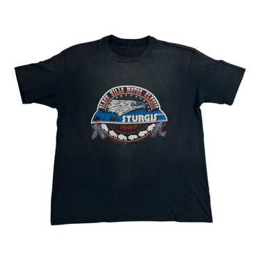 Vintage 80s Hanes Sturgis T-Shirt XL Gray Black Hills Motorcycle Races