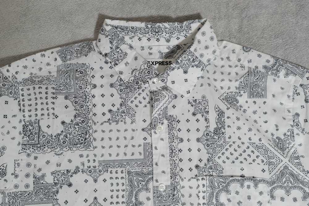 Express Express Black & White Bandana Button Up (… - image 3