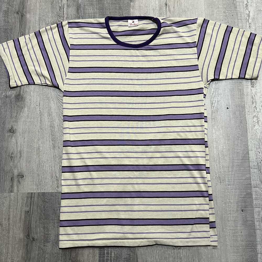Vintage VTG 50s/60s California Striped Purple/Bei… - image 1