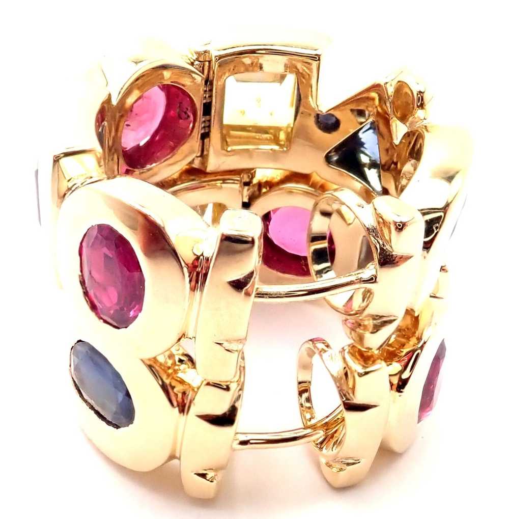 Chanel Chanel 18k Yellow Gold Sapphire Ruby Hoop … - image 11