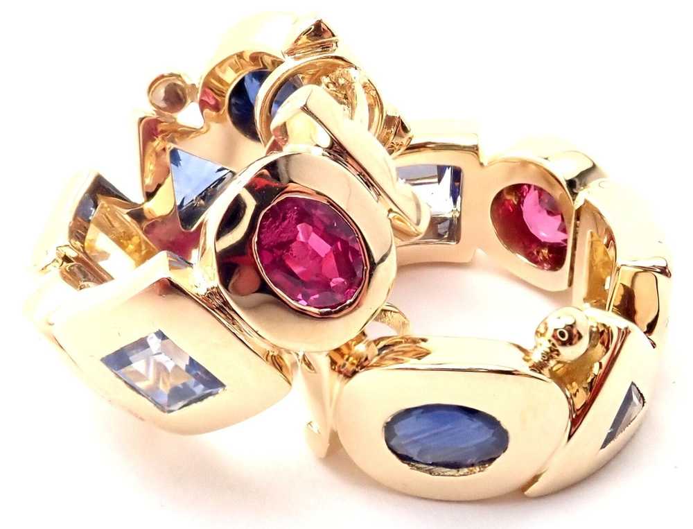 Chanel Chanel 18k Yellow Gold Sapphire Ruby Hoop … - image 2