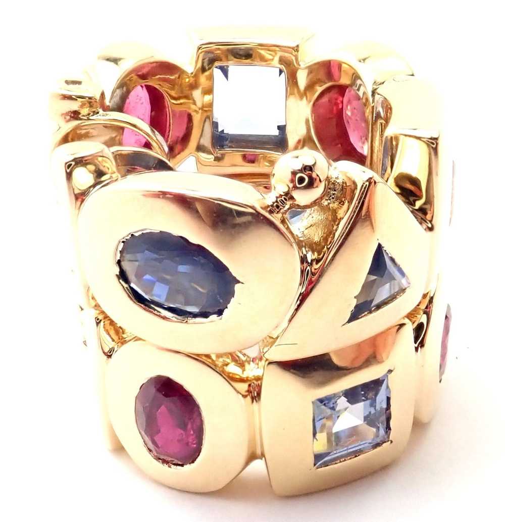 Chanel Chanel 18k Yellow Gold Sapphire Ruby Hoop … - image 3