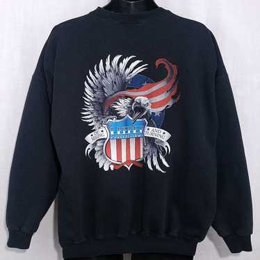 Hanes Bald Eagle American Flag Sweatshirt Vintage 