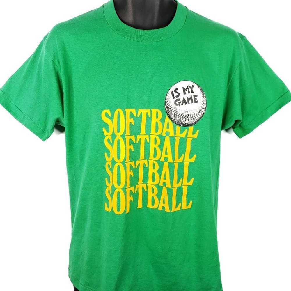 Screen Stars Softball T Shirt Vintage 80s Screen … - image 1