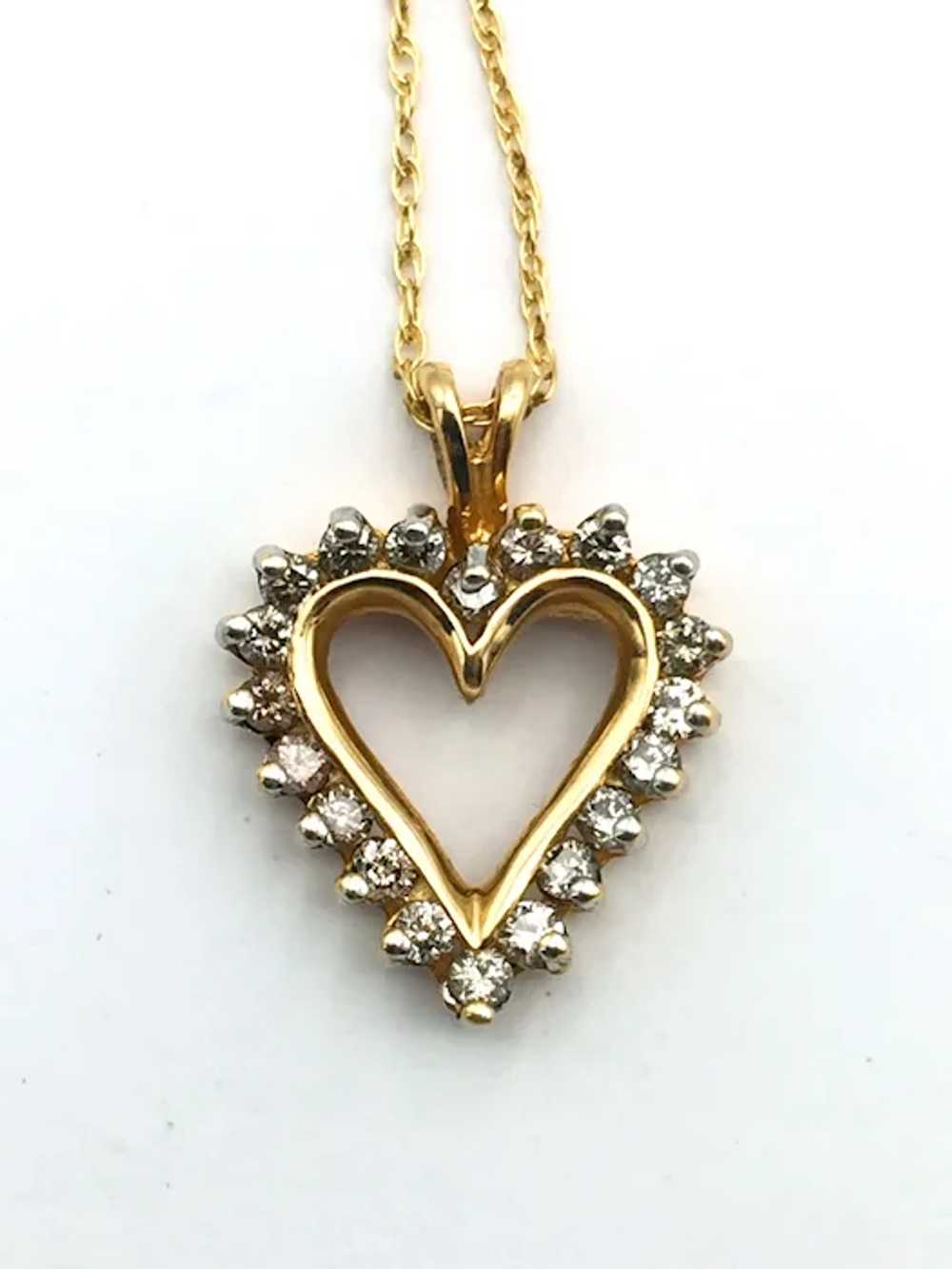 10KY 0.40ctw Diamond Heart Pendant with 18'' Chain - image 2