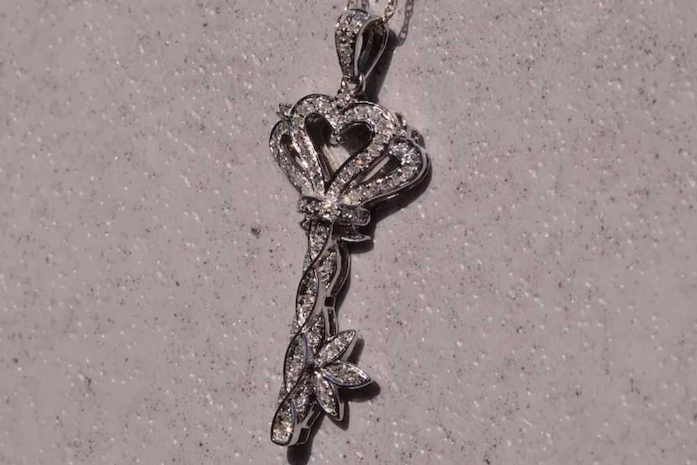 Diamond Key Necklace in White Gold - image 2