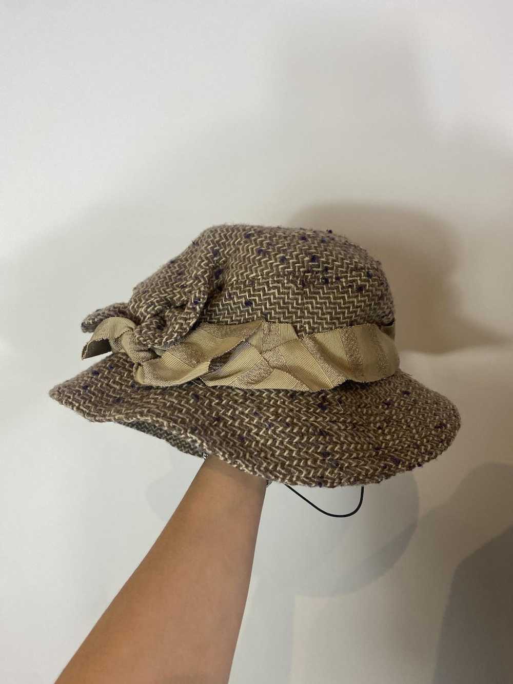 1920s Brown Herringbone Wool Tweed Cape and Hat S… - image 2