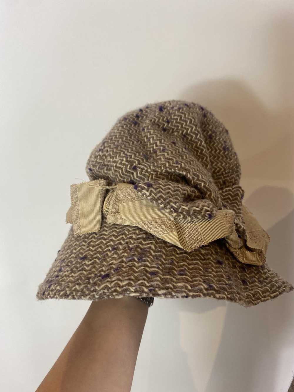 1920s Brown Herringbone Wool Tweed Cape and Hat S… - image 3