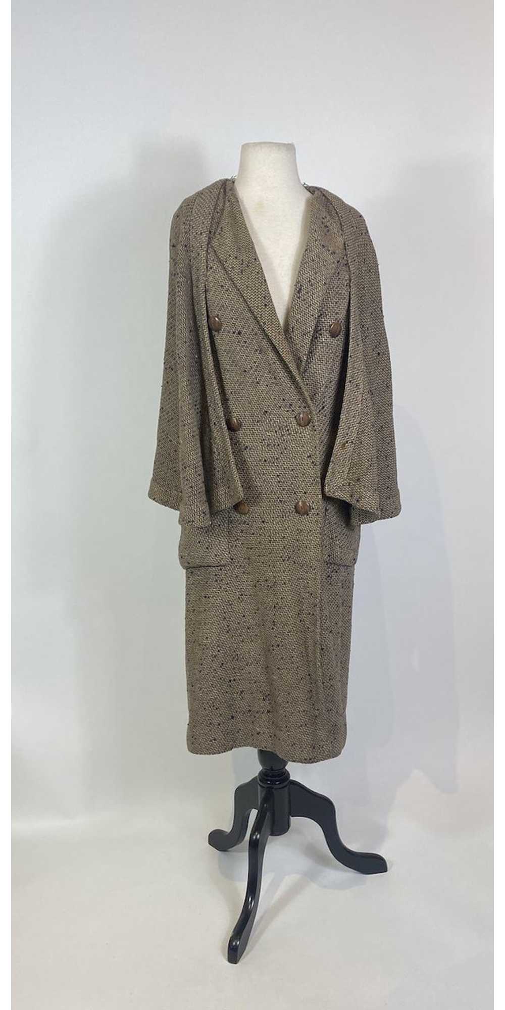 1920s Brown Herringbone Wool Tweed Cape and Hat S… - image 4