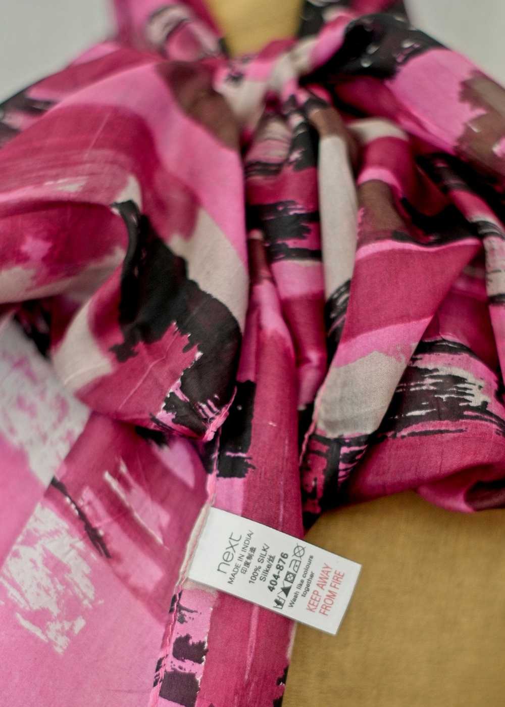 Next Pink and White Long Silk Chiffon Scarf - image 3