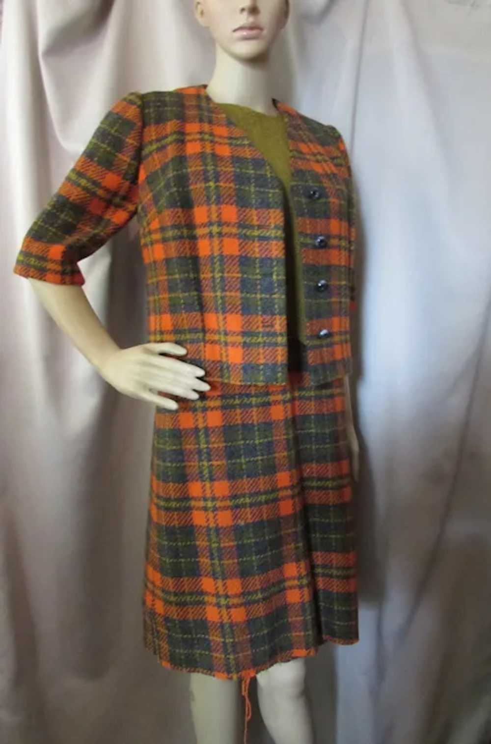 SALE Handsome Plaid Jacket and Sheath Dress Moss … - image 3