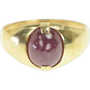 10K 7.60 Ct Natural Ruby Cabochon 1960's Men's Rin