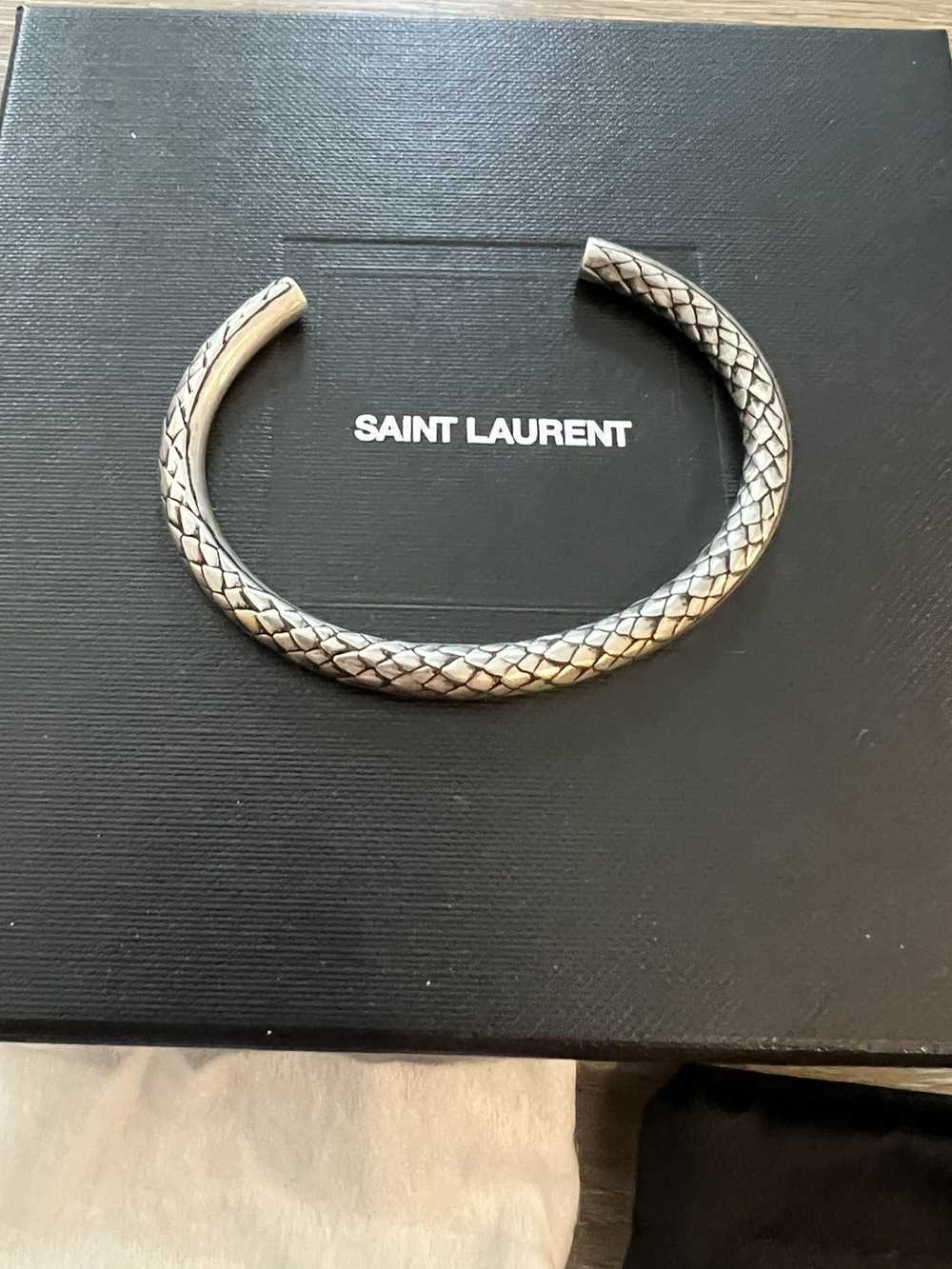 Saint Laurent Paris Snake Twist Silver Cuff - image 3