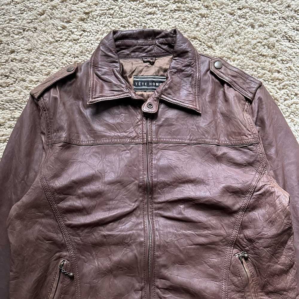 Tete Homme Tete Homme Brown Leather Jacket - image 3