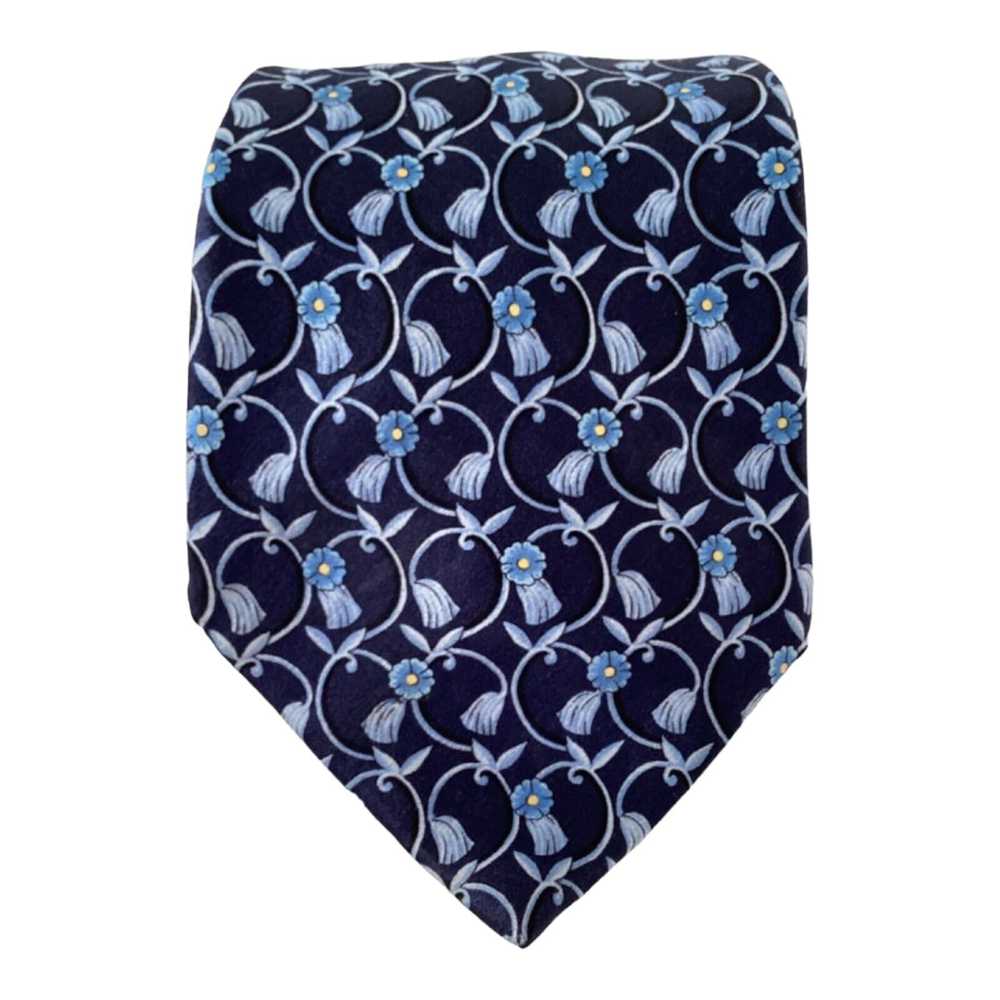 Lanvin LANVIN PARIS Blue Flower Print Silk Tie 58… - image 1