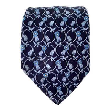 Lanvin LANVIN PARIS Blue Flower Print Silk Tie 58… - image 1