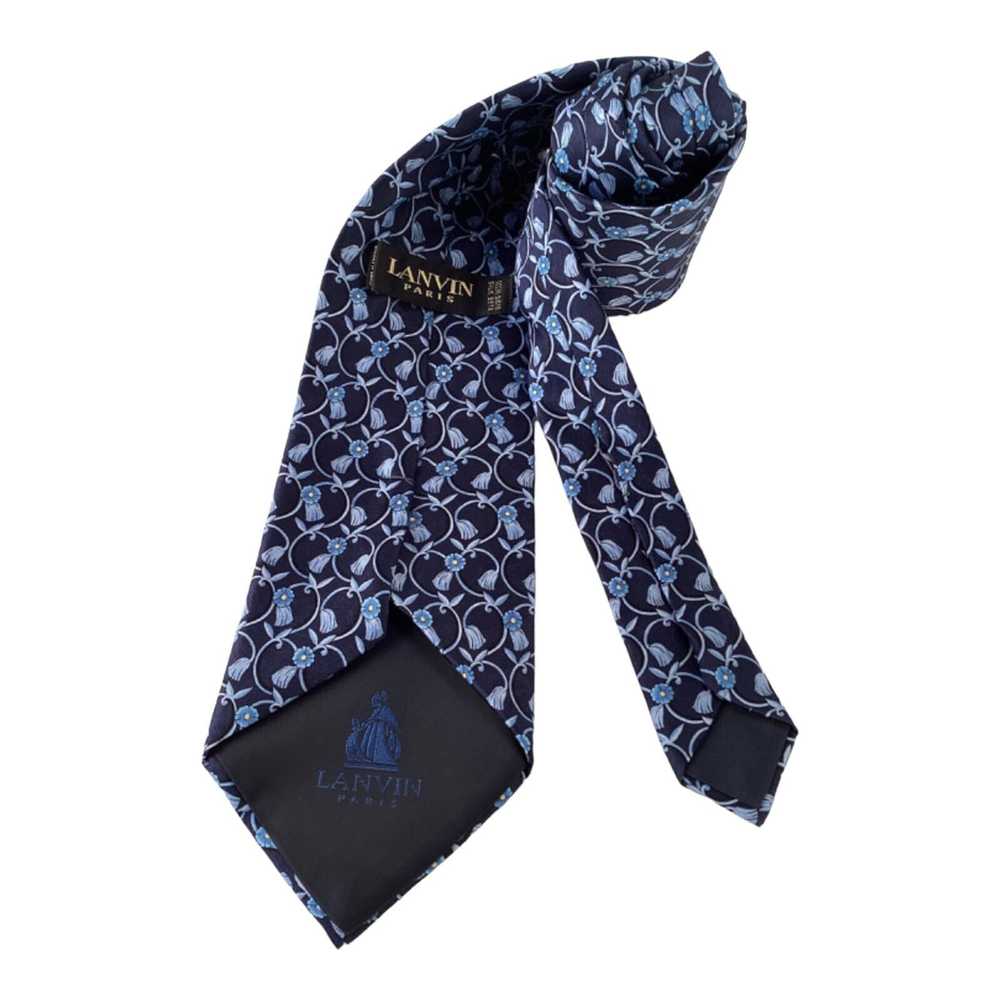 Lanvin LANVIN PARIS Blue Flower Print Silk Tie 58… - image 2