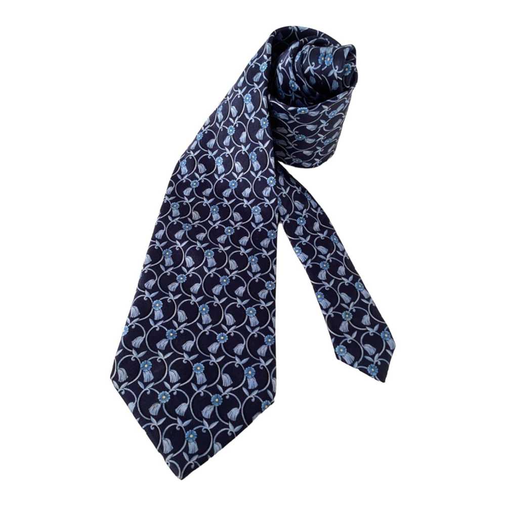 Lanvin LANVIN PARIS Blue Flower Print Silk Tie 58… - image 3