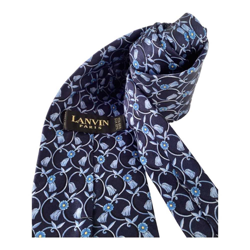 Lanvin LANVIN PARIS Blue Flower Print Silk Tie 58… - image 5