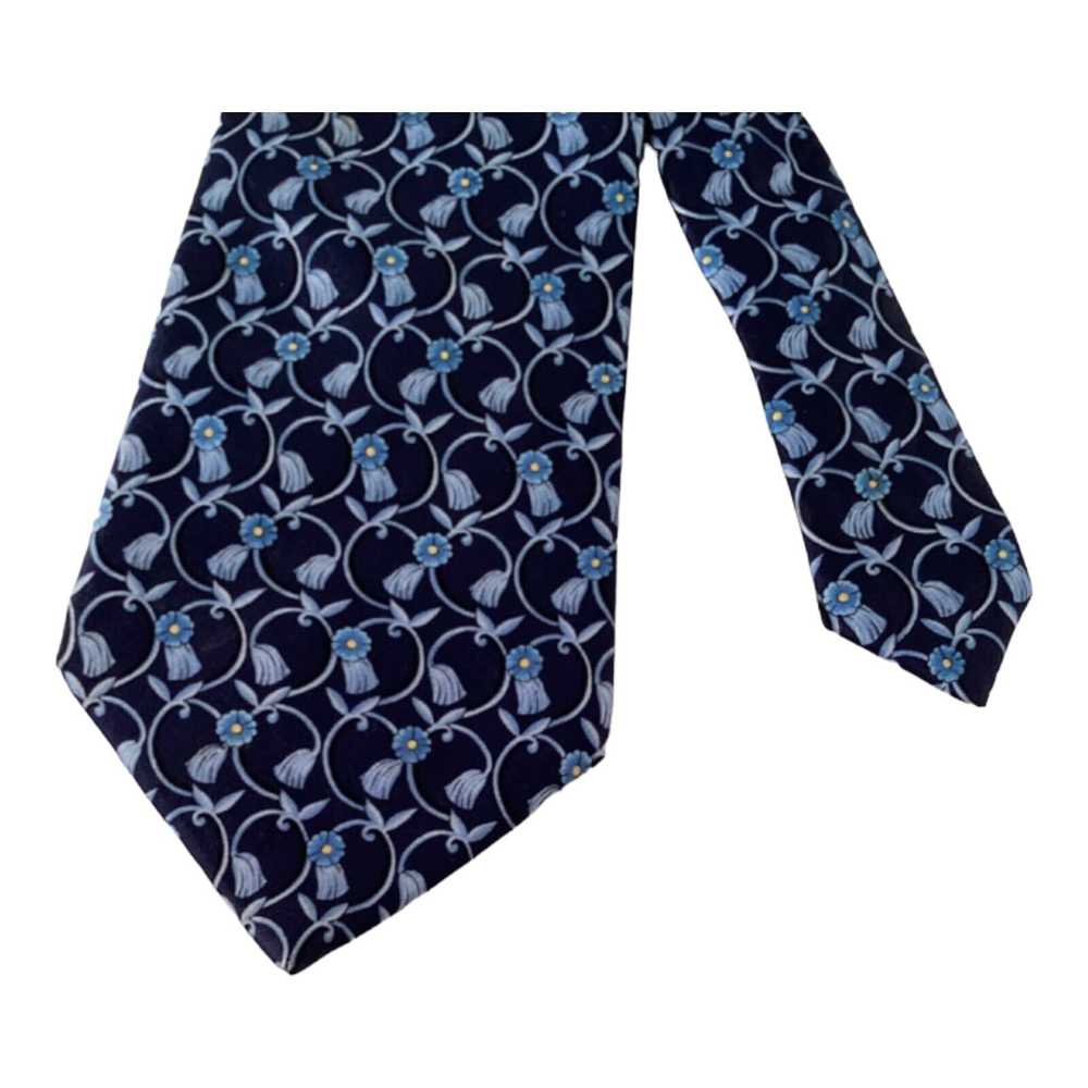 Lanvin LANVIN PARIS Blue Flower Print Silk Tie 58… - image 6