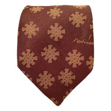 Moschino MOSCHINO Brown Geometric Silk Tie Italy 6