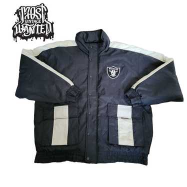 Vintage Logo 7 NFL LA Raiders Black Wool Varsity hot Jacket Men M Back Logo Angeles